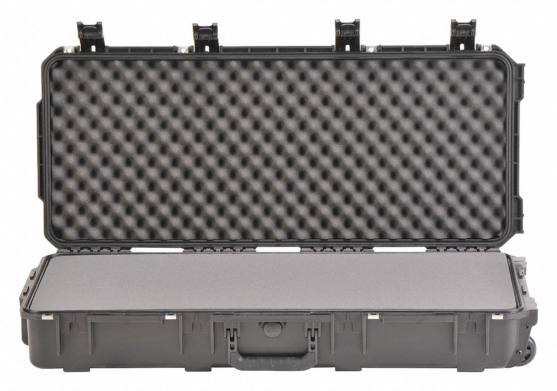 Protective Case: 14 1/2 in x 36 1/2 in x 6 in, Solid, Black, 2 Wheels, 17 lb Wt