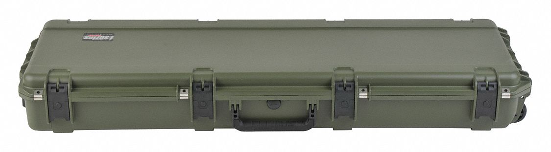 Protective Case: 14 1/2 in x 36 1/2 in x 6 in, Solid, Green, 2 Wheels, 15 lb Wt