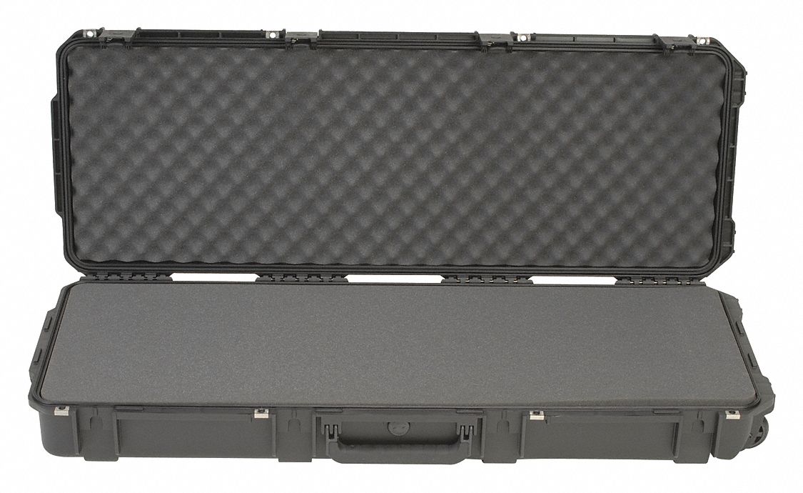 Protective Case: 13 1/2 in x 42 1/2 in x 12 1/8 in, Solid, Black, 2 Wheels, 28 lb Wt