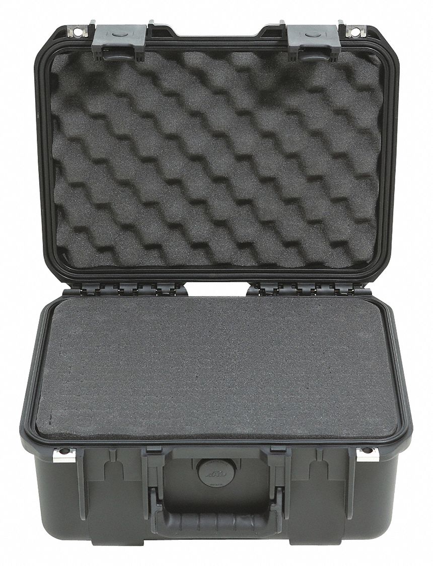 Protective Case: 13 1/2 in x 9 1/2 in x 6 1/2 in Inside, Pick and Pluck, Black, Stationary