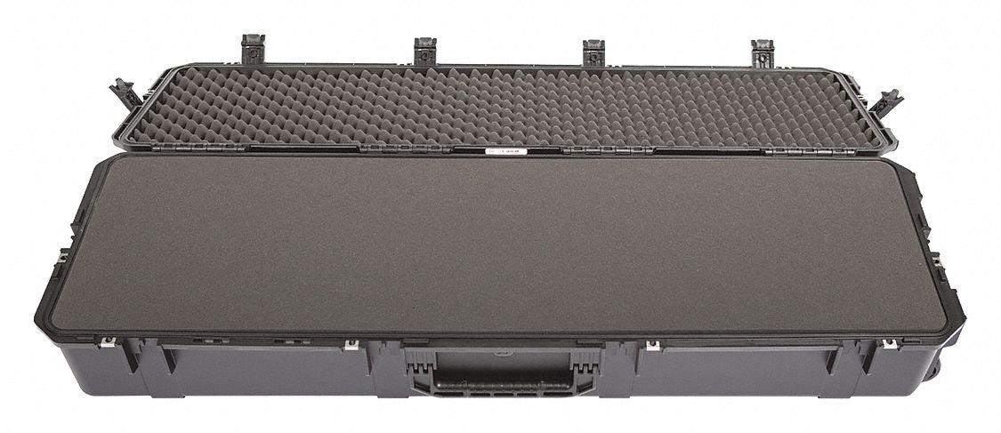 Protective Case: 16 in x 56 in x 9 in, Solid, Black, 2 Wheels, 35 lb Wt