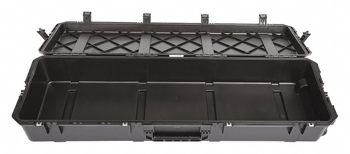 Protective Case: 16 in x 56 in x 9 in, No Foam, Black, 2 Wheels, 28 lb Wt