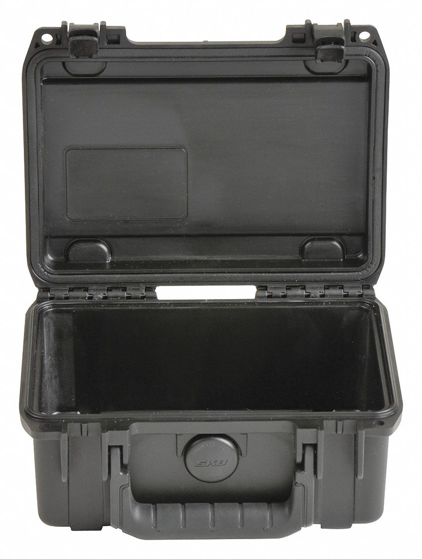 Protective Case: 5 in x 7 1/2 in x 3 1/4 in Inside, No Foam, Black, Stationary, 1 lb Wt, Plastic