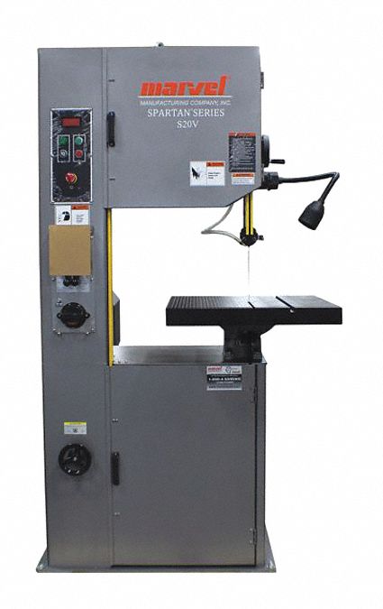 Band Saw: 20 in Throat Dp - Vertical, 50 to 415 SFPM, 10° Left to 45° Right, 11.8 A, 3 Phase