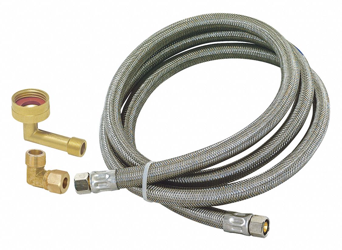 GRAINGER APPROVED Water Connector Kit, 3/8 in Hose Fitting A Size, 3/8