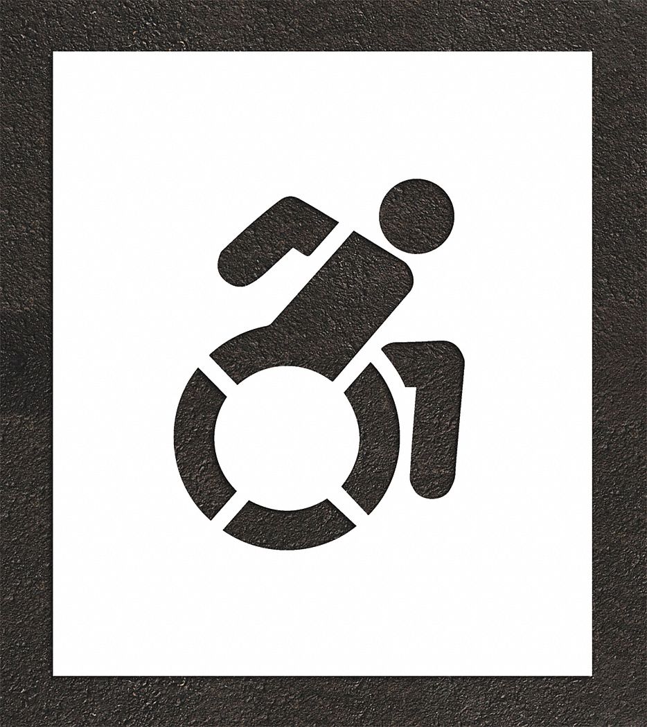 Individual Stencil: Handicap, 20 in Overall Ht, 18 in Overall Wd, 0.13 in Thick, White