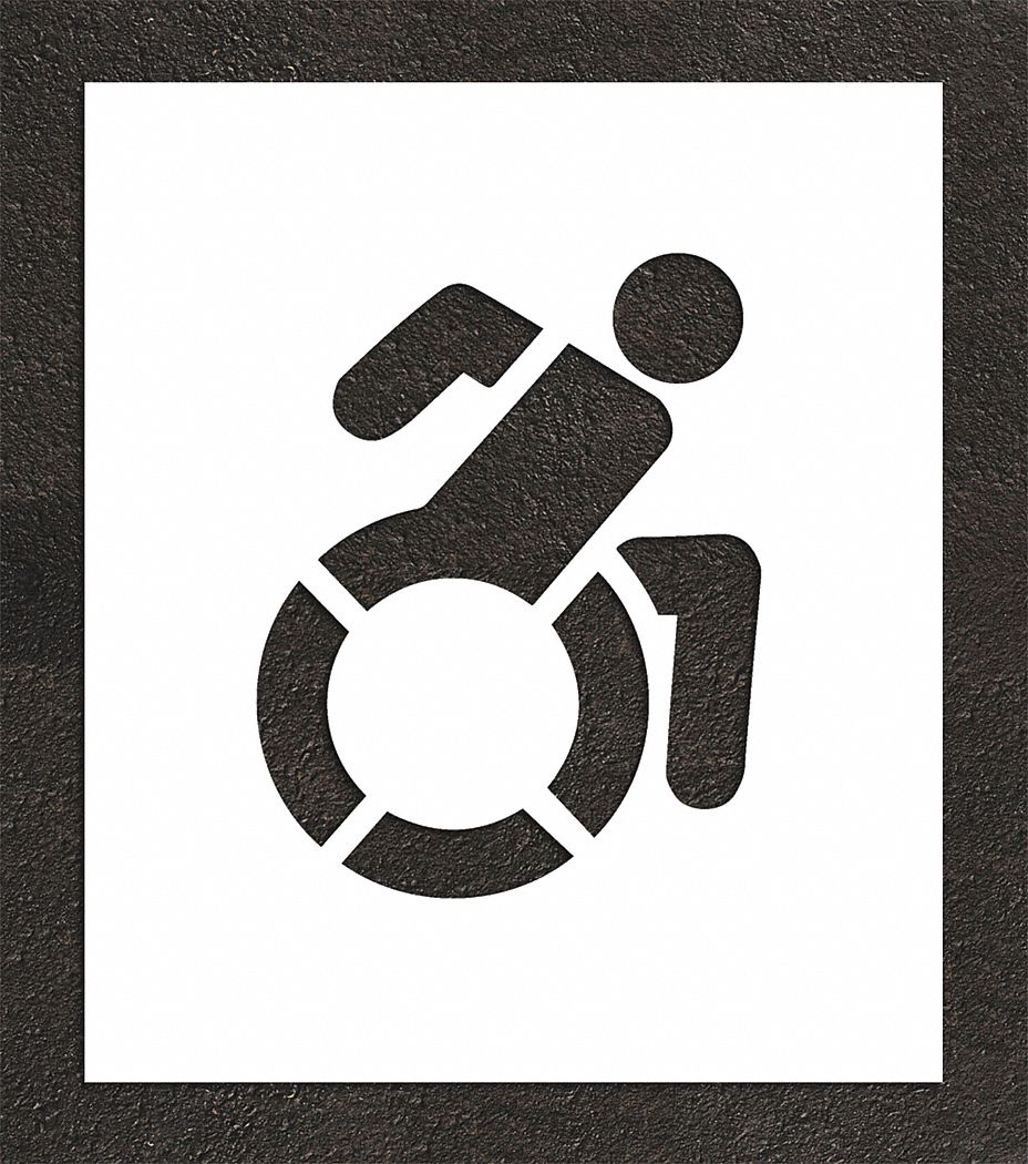 Individual Stencil: Handicap, 23 in Overall Ht, 20 in Overall Wd, 0.06 in Thick, White