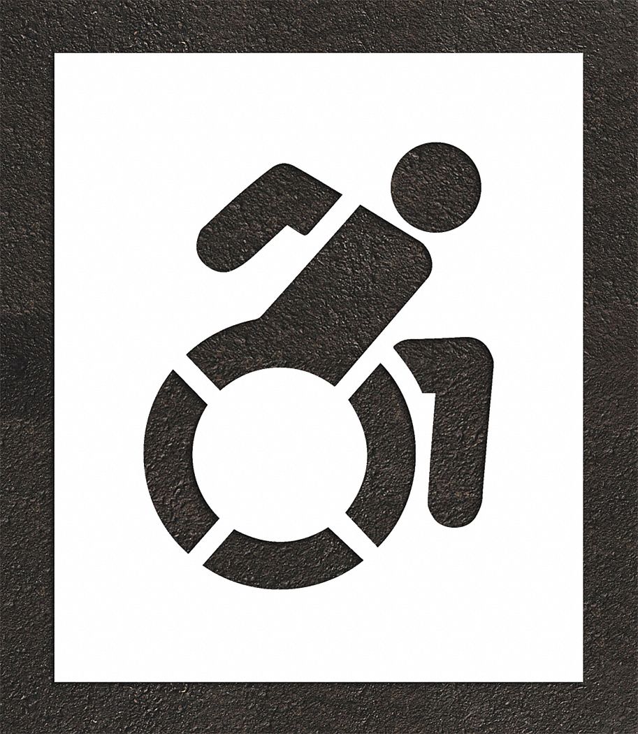 Individual Stencil: Handicap, 29 in Overall Ht, 25 in Overall Wd, 0.06 in Thick, White