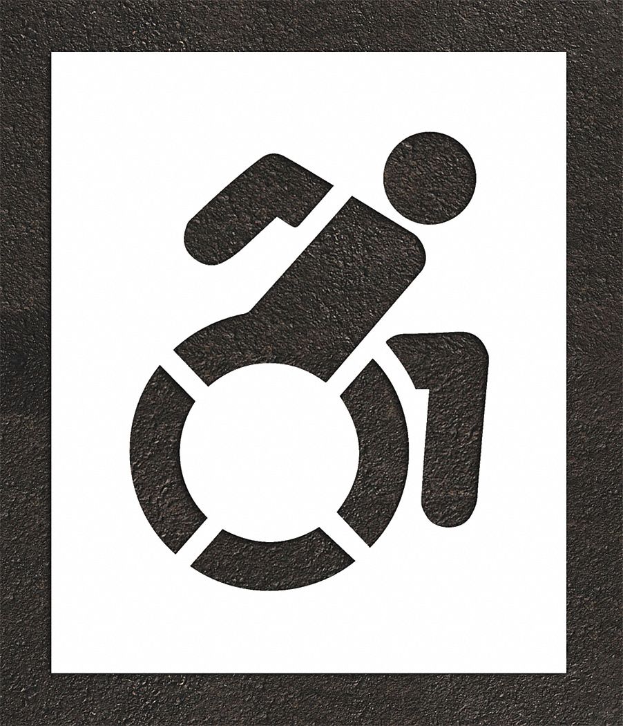 Individual Stencil: Handicap, 32 in Overall Ht, 27 in Overall Wd, 0.06 in Thick, White