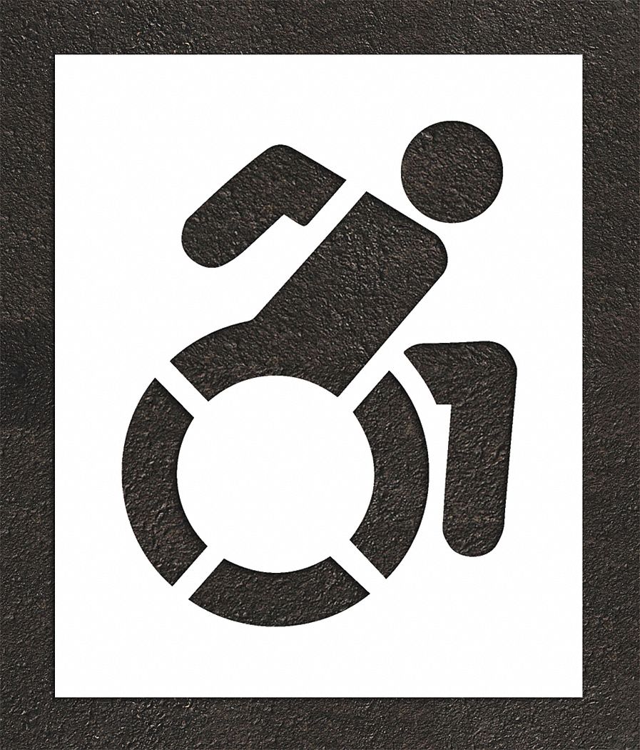 Individual Stencil: Handicap, 38 in Overall Ht, 32 in Overall Wd, 0.06 in Thick, White