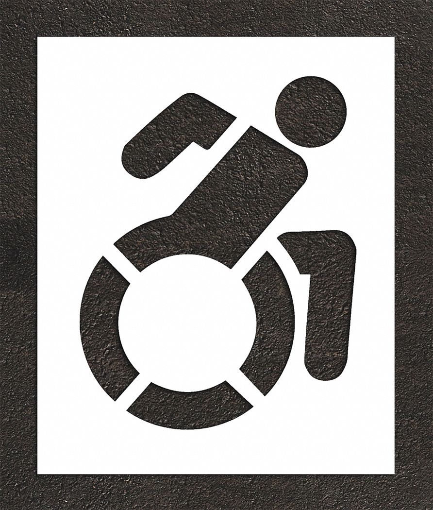 Individual Stencil: Handicap, 44 in Overall Ht, 36 in Overall Wd, 0.13 in Thick, White
