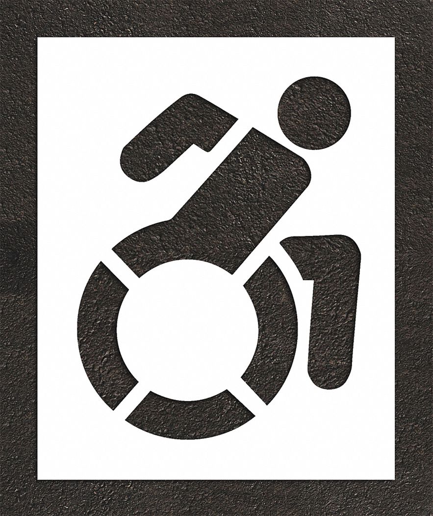 Individual Stencil: Handicap, 47 in Overall Ht, 38 in Overall Wd, 0.06 in Thick, White