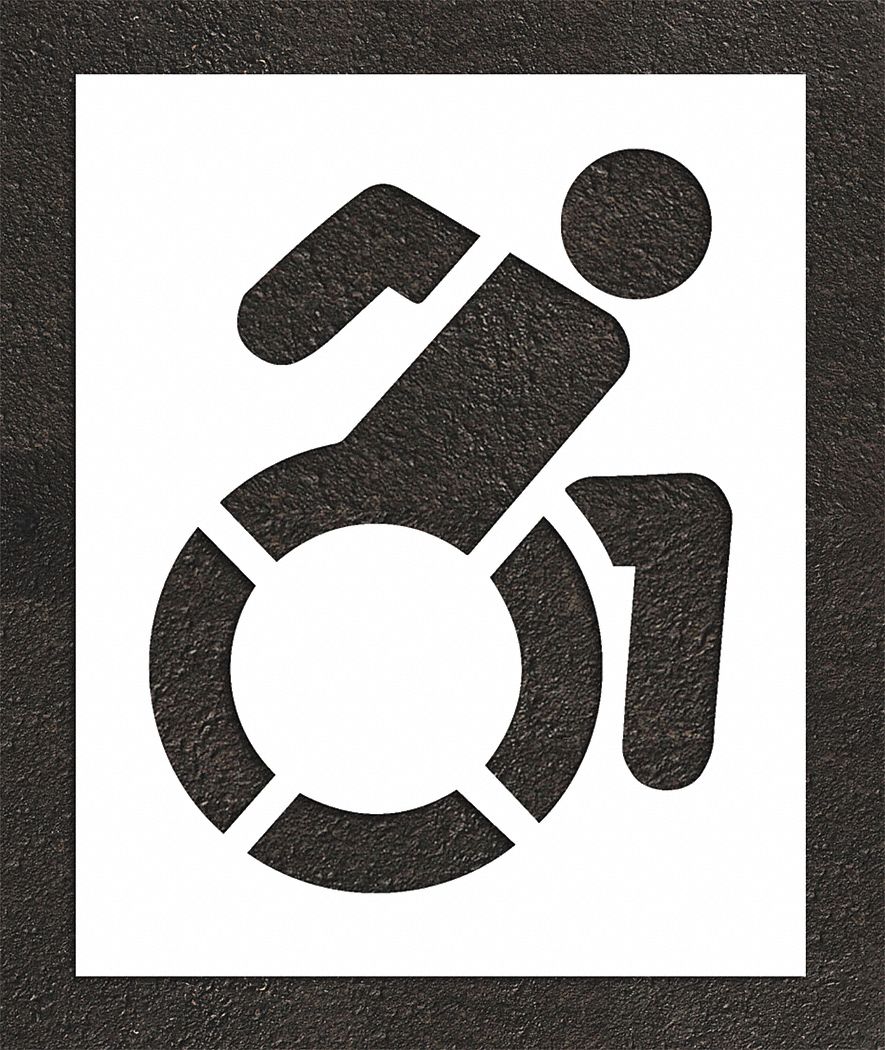 Individual Stencil: Handicap, 50 in Overall Ht, 41 in Overall Wd, 0.06 in Thick, White