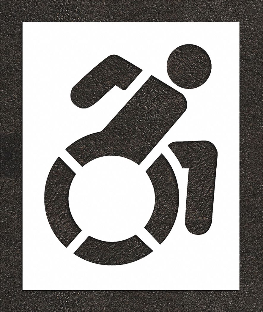 Individual Stencil: Handicap, 50 in Overall Ht, 41 in Overall Wd, 0.13 in Thick, White