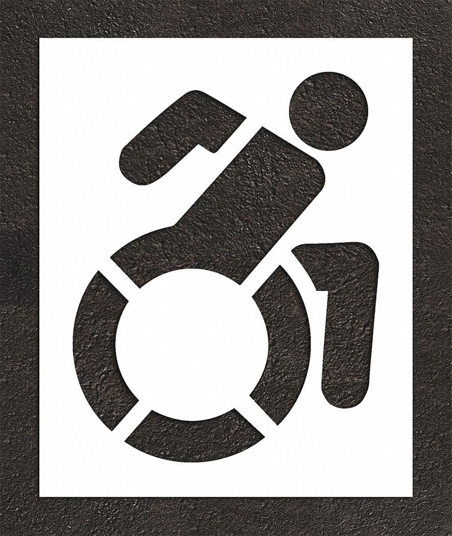 Individual Stencil: Handicap, 56 in Overall Ht, 45 in Overall Wd, 0.06 in Thick, White