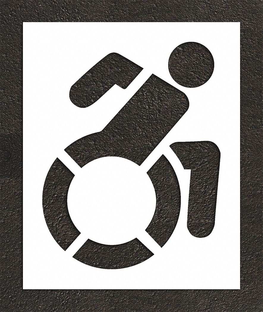 Individual Stencil: Handicap, 56 in Overall Ht, 45 in Overall Wd, 0.13 in Thick, White