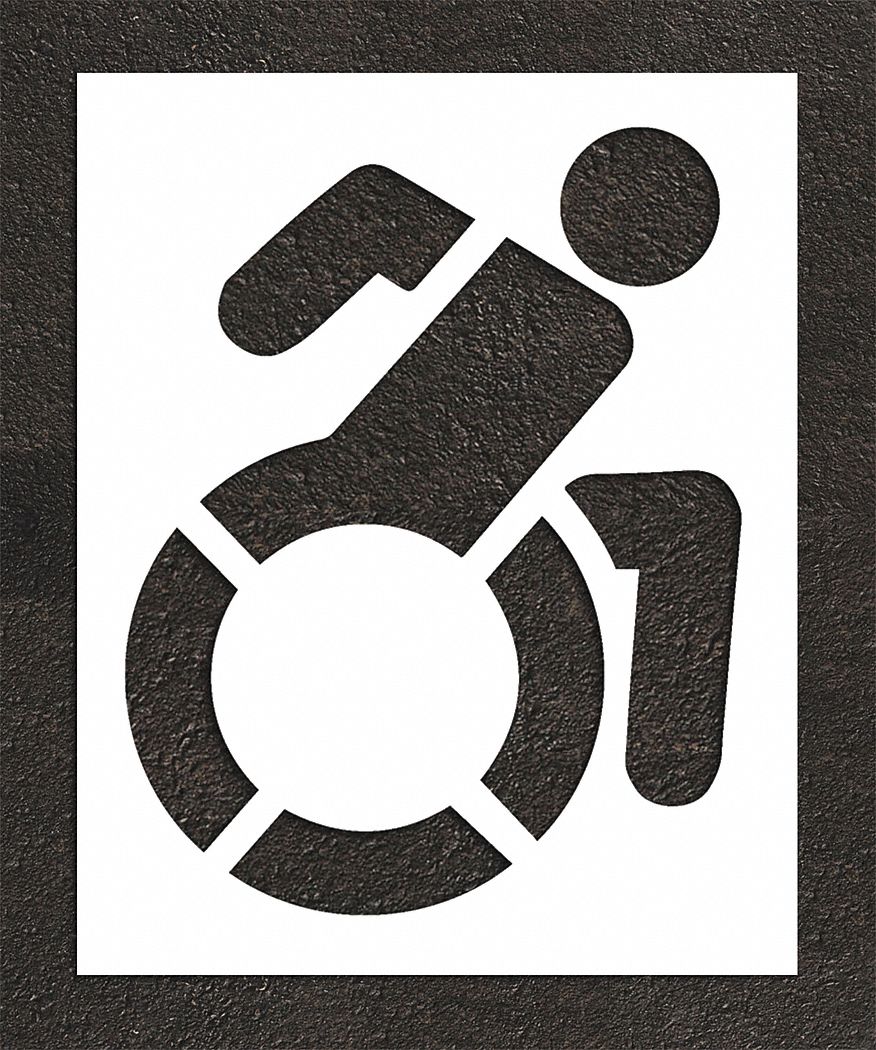 Individual Stencil: Handicap, 64 in Overall Ht, 52 in Overall Wd, 0.06 in Thick, White