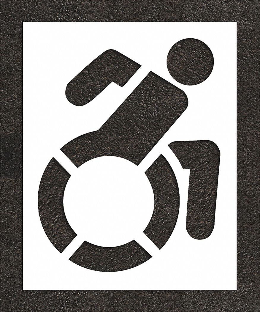 Individual Stencil: Handicap, 64 in Overall Ht, 52 in Overall Wd, 0.13 in Thick, White