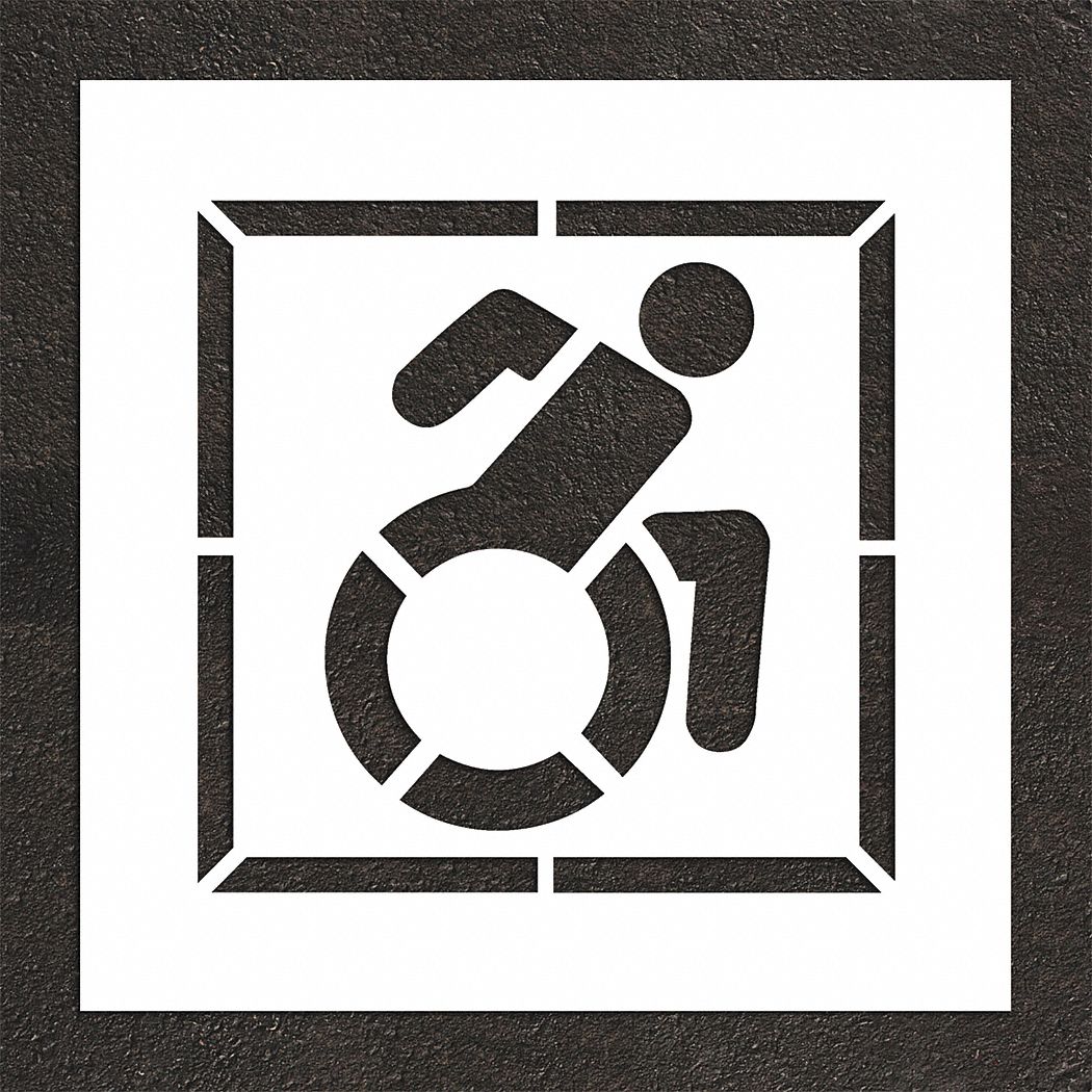 Individual Stencil: Handicap, 32 in Overall Ht, 32 in Overall Wd, 0.06 in Thick, White