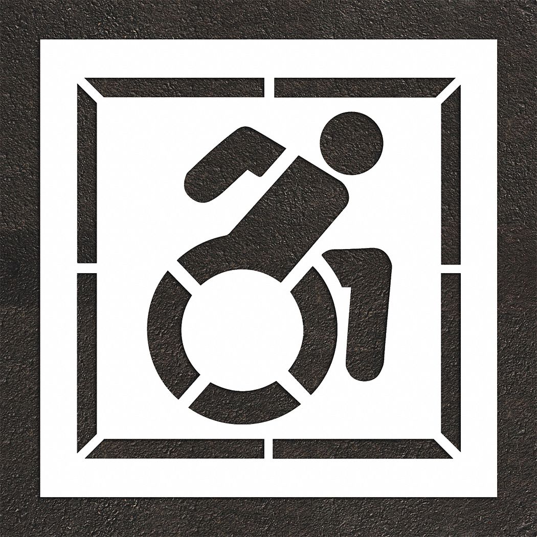 Individual Stencil: Handicap, 50 in Overall Ht, 50 in Overall Wd, 0.13 in Thick, White