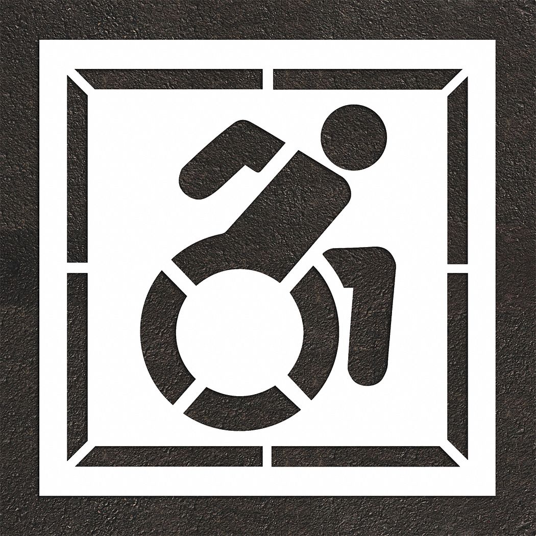 Individual Stencil: Handicap, 64 in Overall Ht, 64 in Overall Wd, 0.063 in Thick, White, ADA