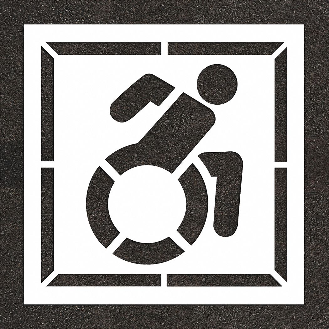 Individual Stencil: Handicap, 64 in Overall Ht, 64 in Overall Wd, 0.125 in Thick, White, ADA