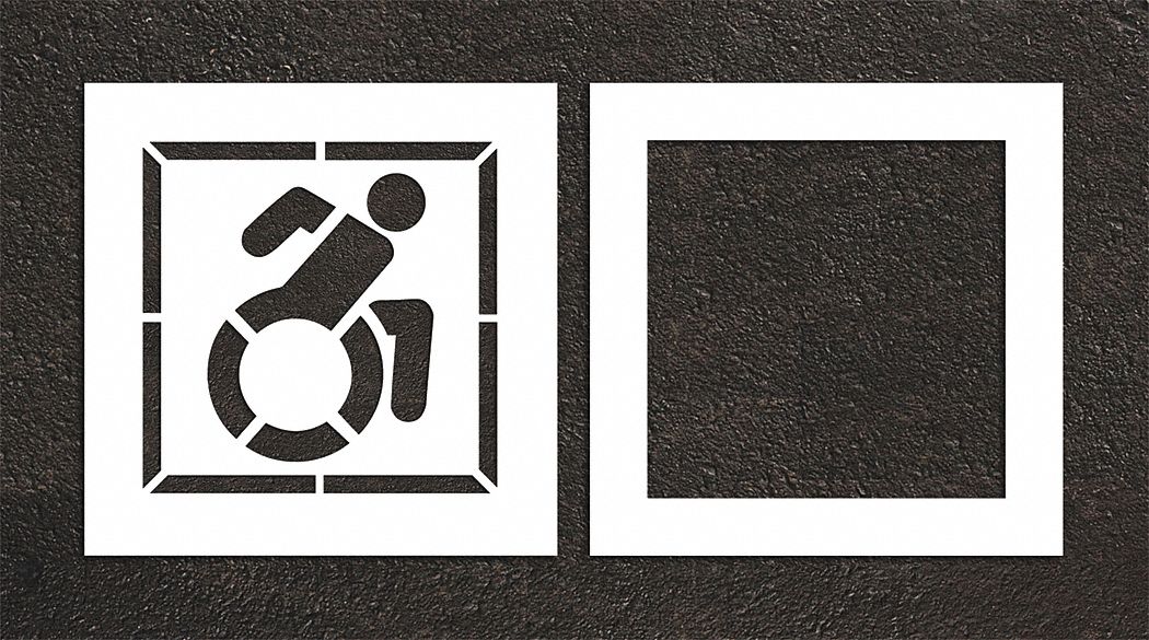 Individual Stencil: Handicap, 32 in Overall Ht, 32 in Overall Wd, 0.063 in Thick, White, ADA