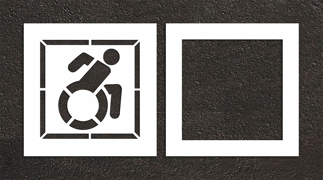 Individual Stencil: Handicap, 32 in Overall Ht, 32 in Overall Wd, 0.125 in Thick, White, ADA