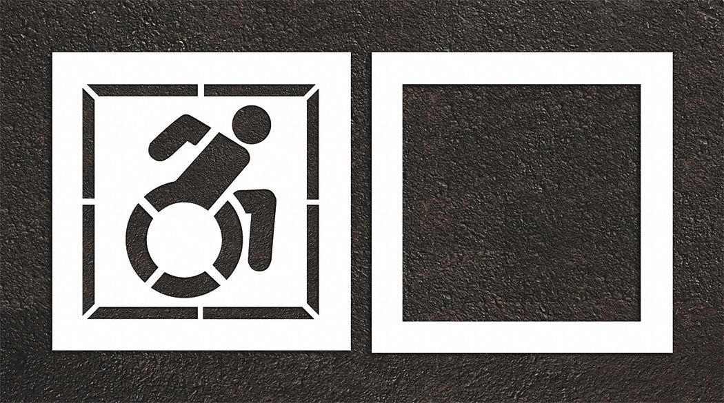 Individual Stencil: Handicap, 38 in Overall Ht, 38 in Overall Wd, 0.125 in Thick, White, ADA