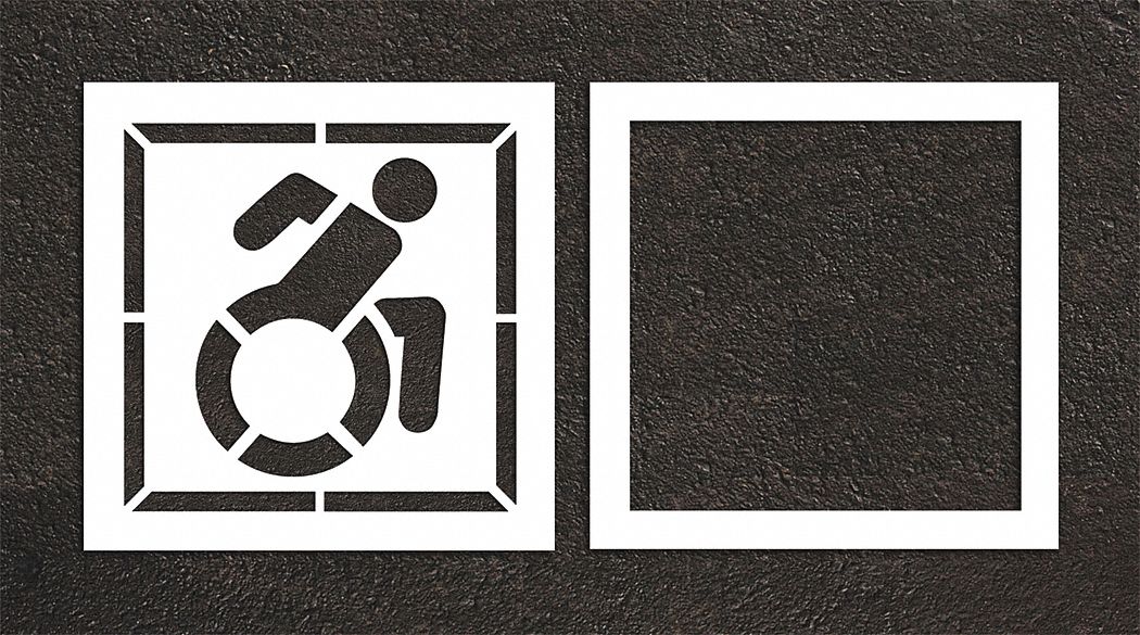 Individual Stencil: Handicap, 47 in Overall Ht, 44 in Overall Wd, 0.125 in Thick, White, ADA