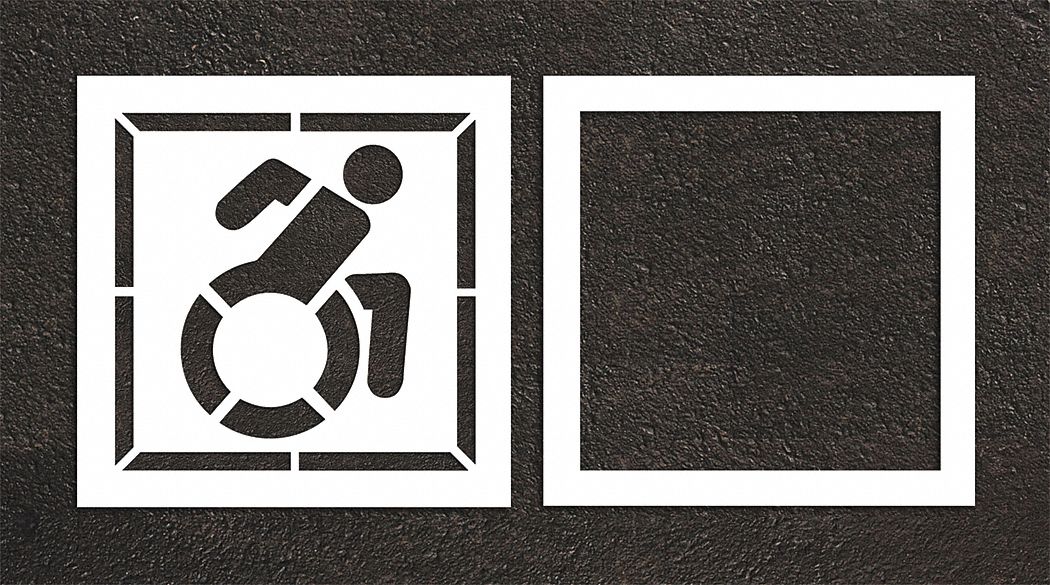Individual Stencil: Handicap, 50 in Overall Ht, 50 in Overall Wd, 0.063 in Thick, White, ADA
