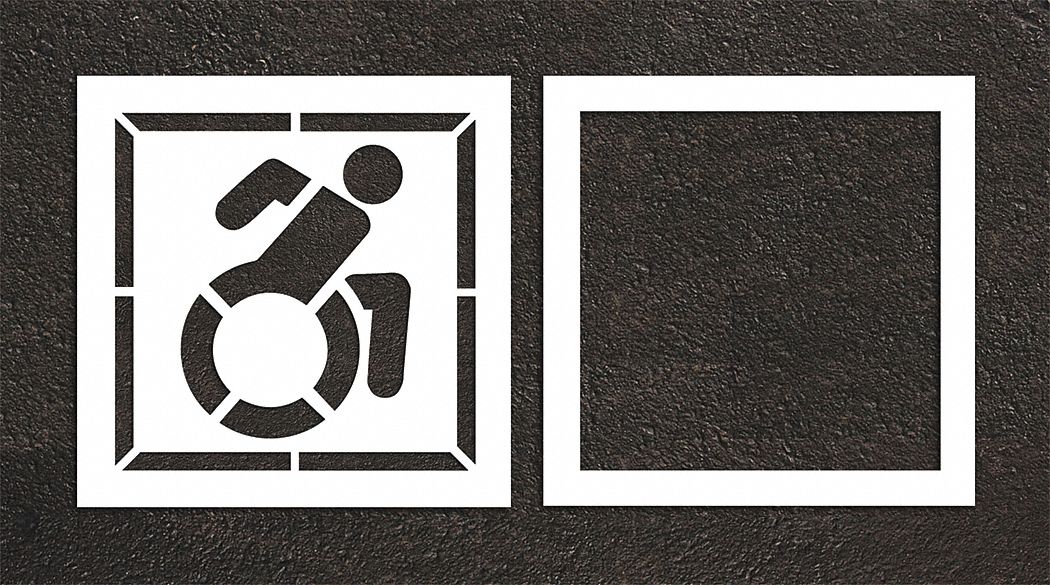 Individual Stencil: Handicap, 50 in Overall Ht, 50 in Overall Wd, 0.125 in Thick, White, ADA