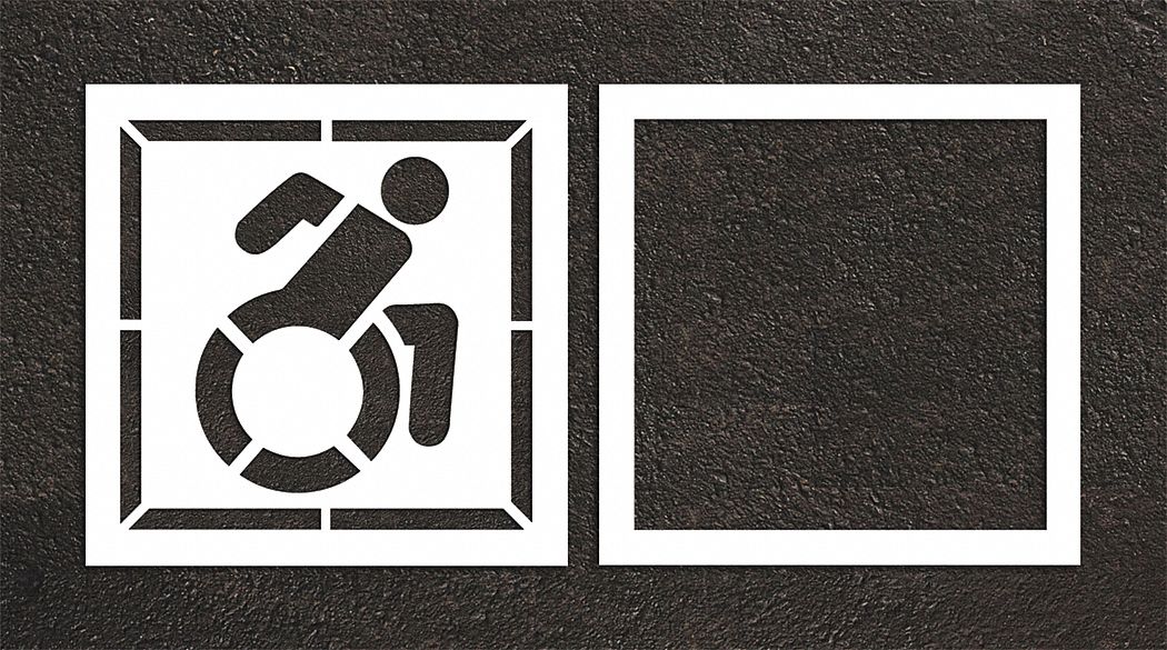 Individual Stencil: Handicap, 56 in Overall Ht, 56 in Overall Wd, 0.125 in Thick, White, ADA