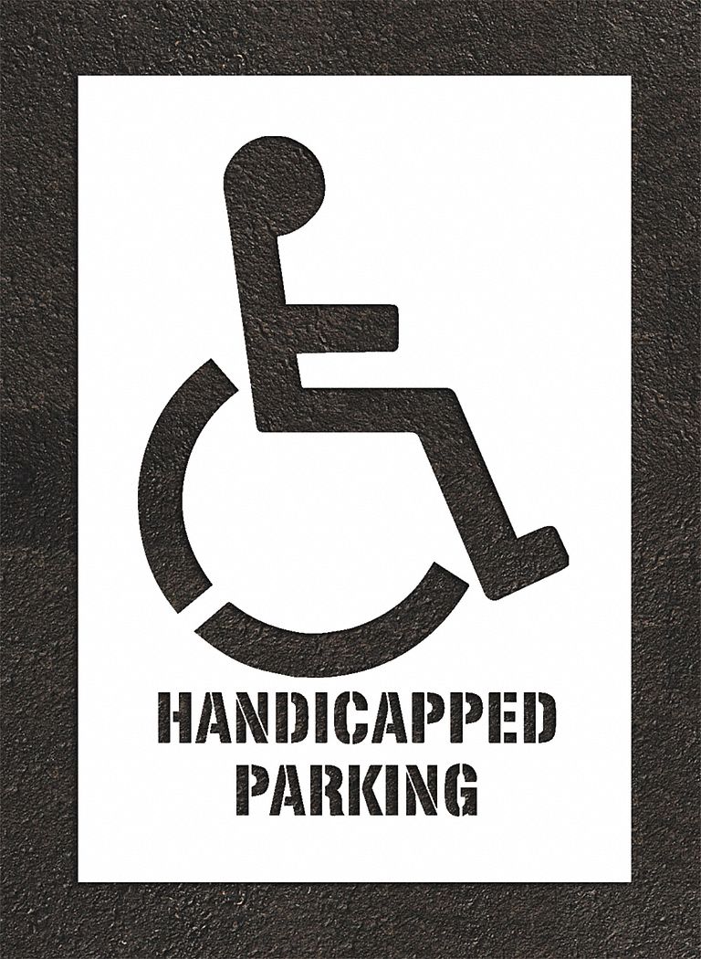 Individual Stencil: Handicap, 56 in Overall Ht, 39 in Overall Wd, 0.125 in Thick, White, ADA