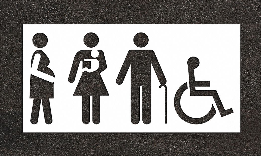 Individual Stencil: Disabled, 50 in Overall Ht, 100 in Overall Wd, 0.063 in Thick, White, ADA