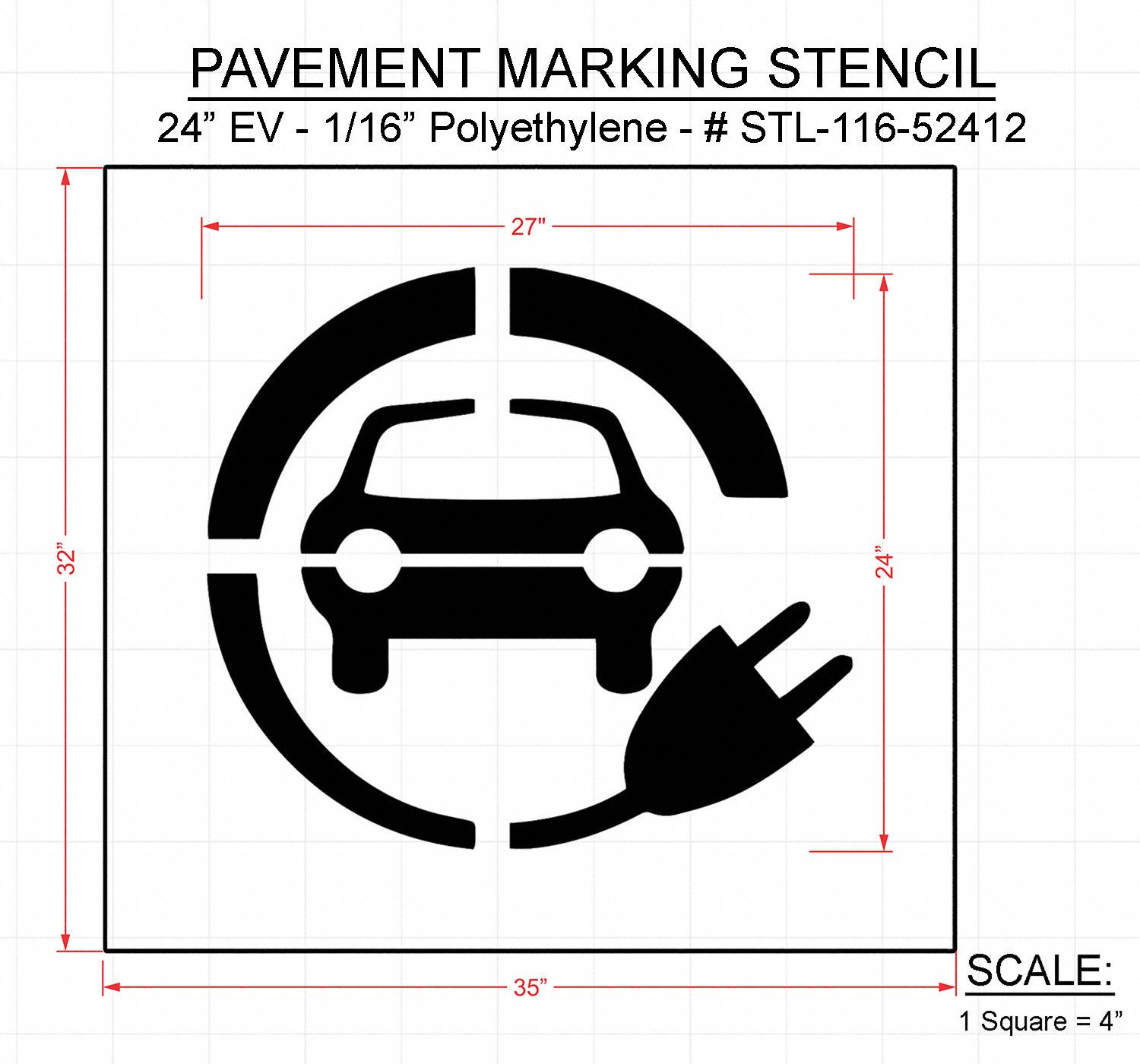 RAE Item Pavement Stencil, Character Height 24 in, Material