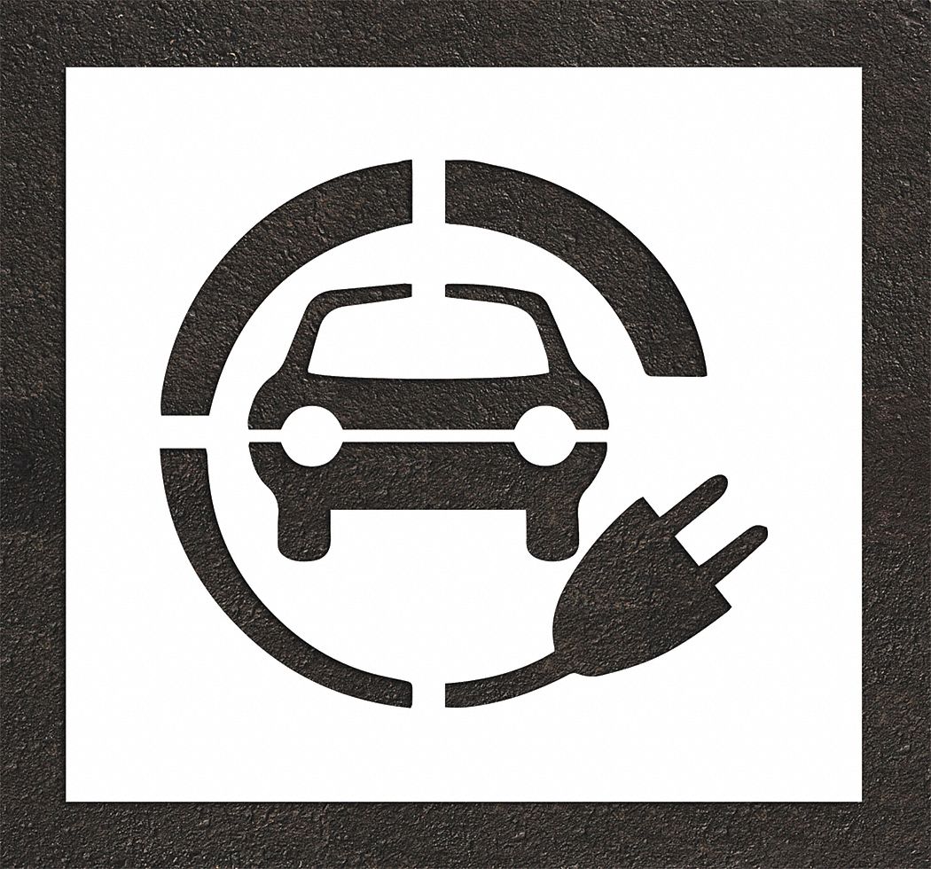 Individual Stencil: Electric Car, 36 in Overall Ht, 38 in Overall Wd, 0.063 in Thick, 1 Pieces