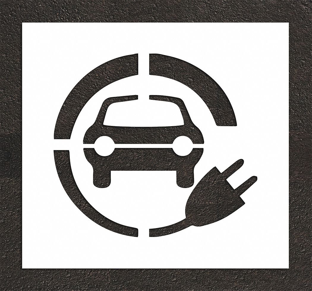 Individual Stencil: Electric Car, 36 in Overall Ht, 38 in Overall Wd, 0.125 in Thick, 1 Pieces