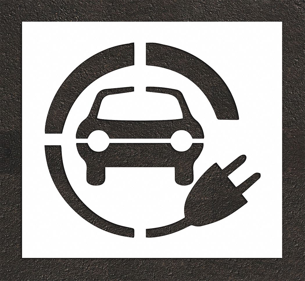 Electric Car Logo, 44 in Overall Ht, Pavement Stencil - 419Y71|STL-116 ...