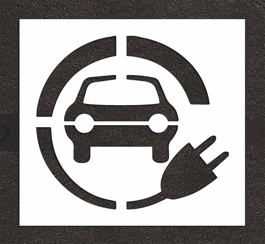 Individual Stencil: Electric Car, 50 in Overall Ht, 55 in Overall Wd, 0.125 in Thick, 1 Pieces