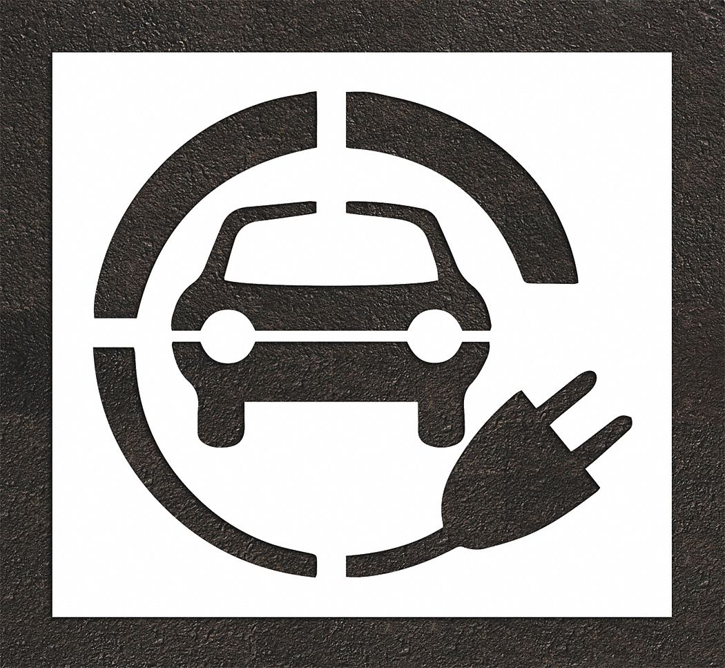 Individual Stencil: Electric Car, 56 in Overall Ht, 61 in Overall Wd, 0.125 in Thick, 1 Pieces