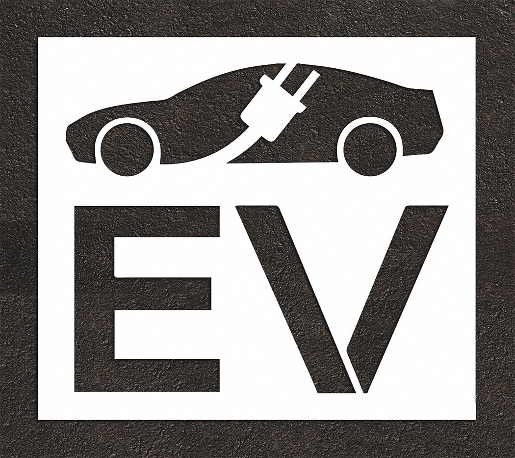 Individual Stencil: Electric Car, 24 in Overall Ht, 36 in Overall Wd, 0.063 in Thick, 1 Pieces