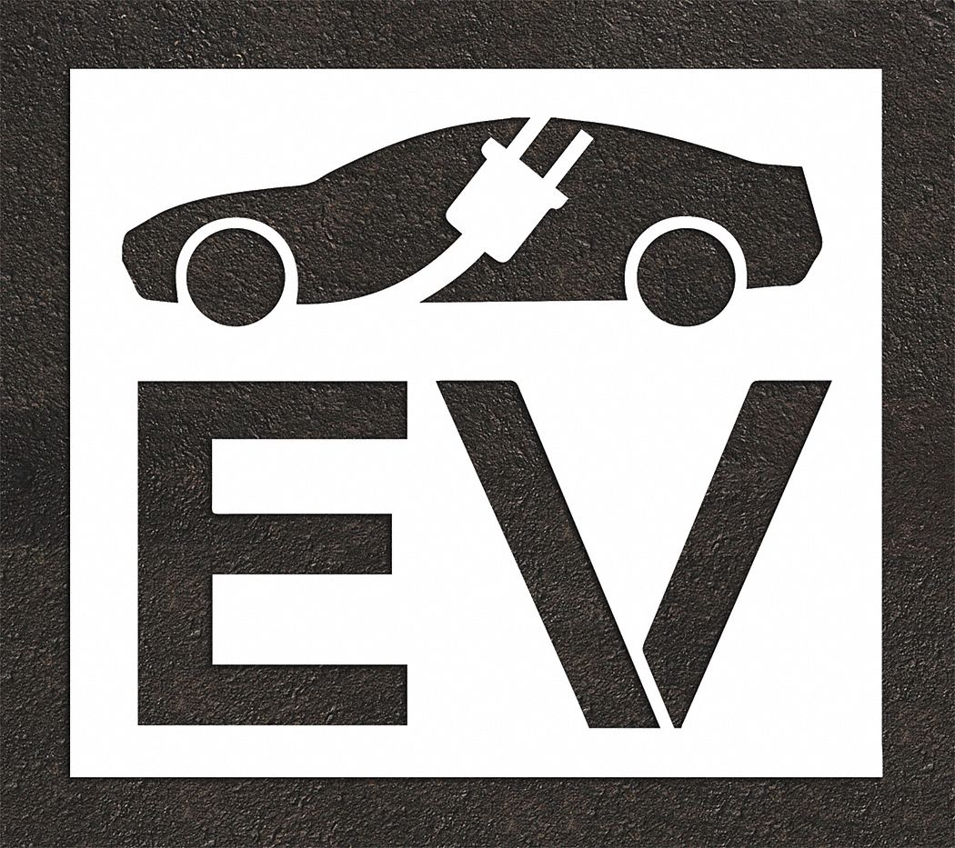 Individual Stencil: Electric Car, 24 in Overall Ht, 36 in Overall Wd, 0.125 in Thick, 1 Pieces