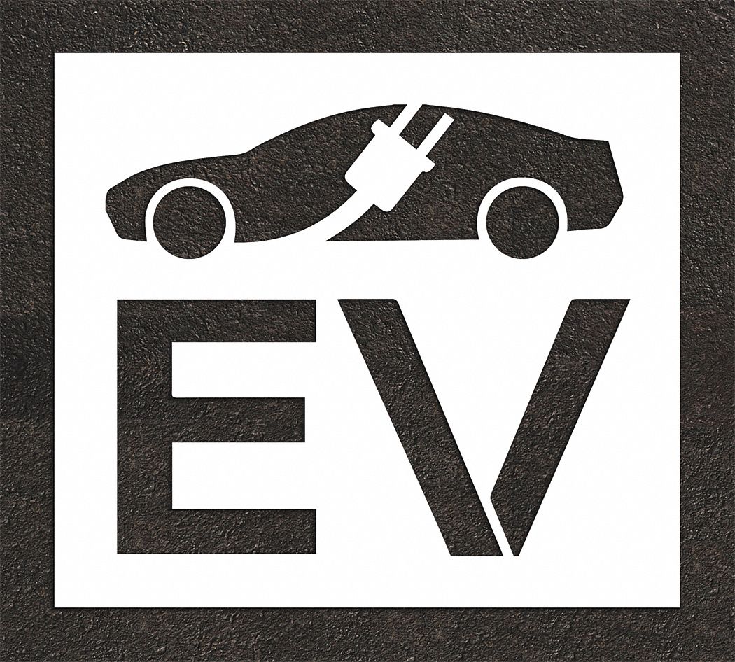 Individual Stencil: Electric Car, 44 in Overall Ht, 49 in Overall Wd, 0.063 in Thick, 1 Pieces