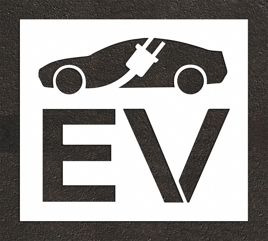 Individual Stencil: Electric Car, 44 in Overall Ht, 49 in Overall Wd, 0.125 in Thick, 1 Pieces