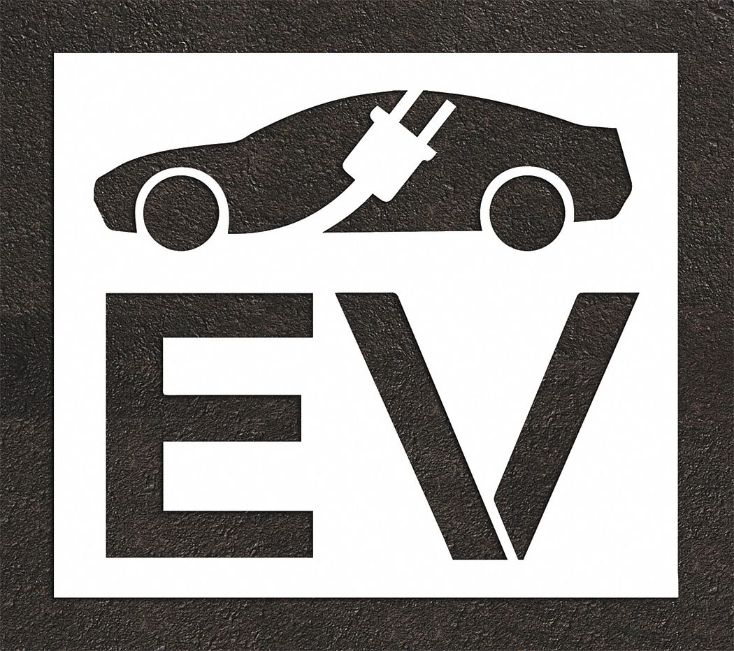 Individual Stencil: Electric Car, 56 in Overall Ht, 64 in Overall Wd, 0.063 in Thick, 1 Pieces