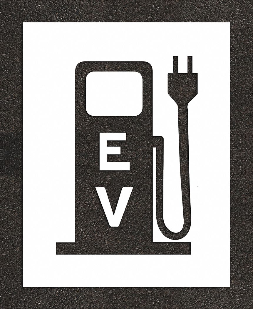 Individual Stencil: Electric Pump With Plug, 32 in Overall Ht, 25 in Overall Wd, 0.063 in Thick