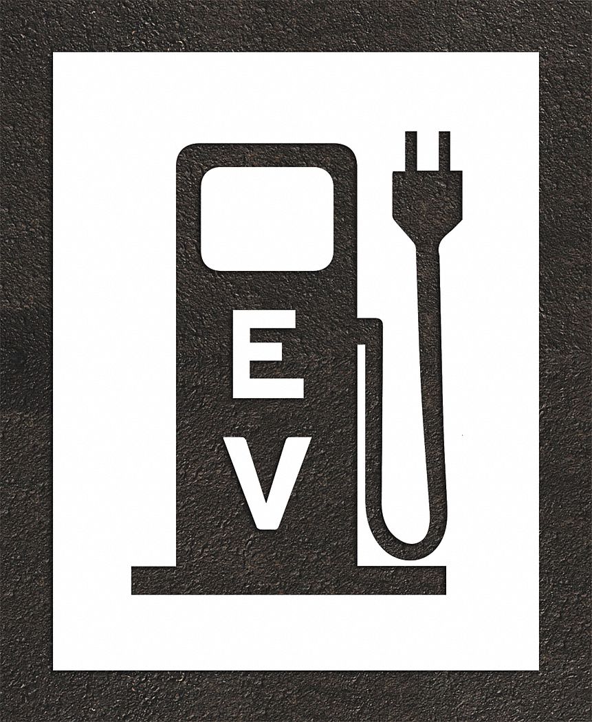 Individual Stencil: Electric Pump With Plug, 32 in Overall Ht, 25 in Overall Wd, 0.125 in Thick