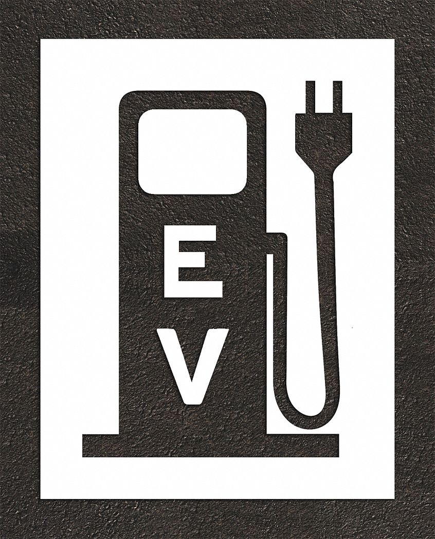Individual Stencil: Electric Pump With Plug, 44 in Overall Ht, 34 in Overall Wd, 0.063 in Thick