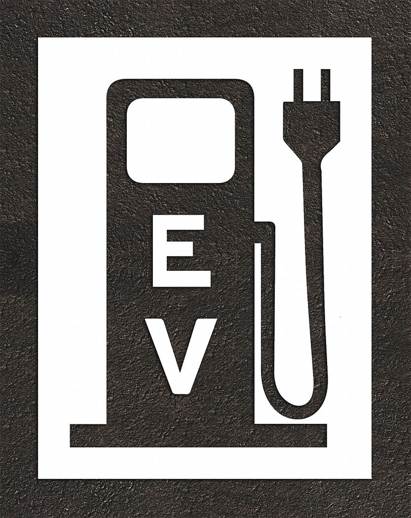 Individual Stencil: Electric Pump With Plug, 56 in Overall Ht, 42 in Overall Wd, 0.063 in Thick